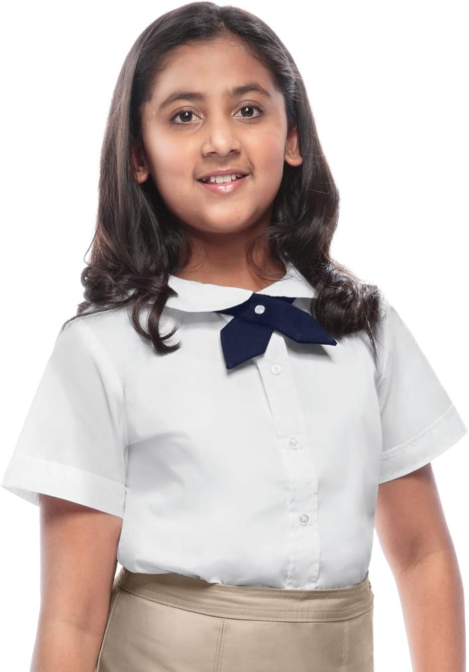 Classroom Uniforms Girls Short Sleeve Peter Pan Collar Blouse, White Button Front School Uniform Shirt