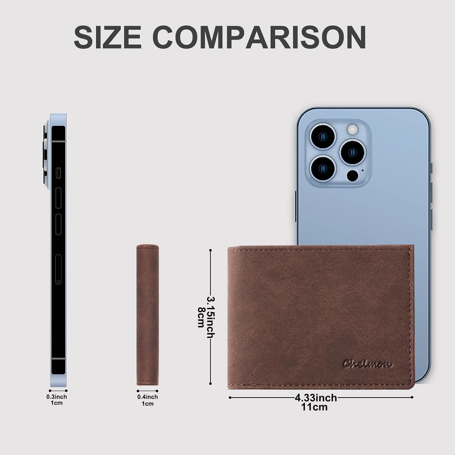Chelmon Slim Wallet for Men ID Window with RFID Blocking Front Pocket Minimalist Bifold Bussiness Card Holder Gift for Men