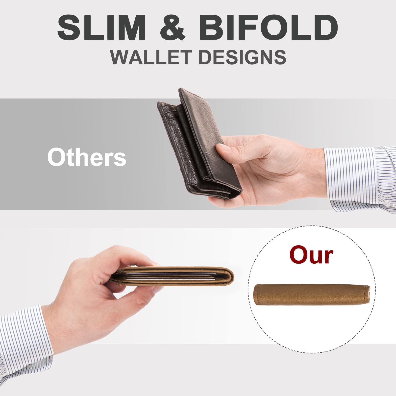 Chelmon Slim Wallet for Men ID Window with RFID Blocking Front Pocket Minimalist Bifold Bussiness Card Holder Gift for Men