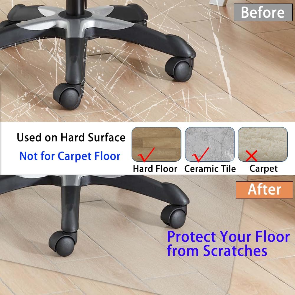 Kasepie 1.5mm Thickness PVC Frosted Office Chair Mat Desk Chair Mats For Hardwood Floors Can't be Used on Carpet Floor - 45 X 53 inch Wood Tile Protection Mat (114x135cm)