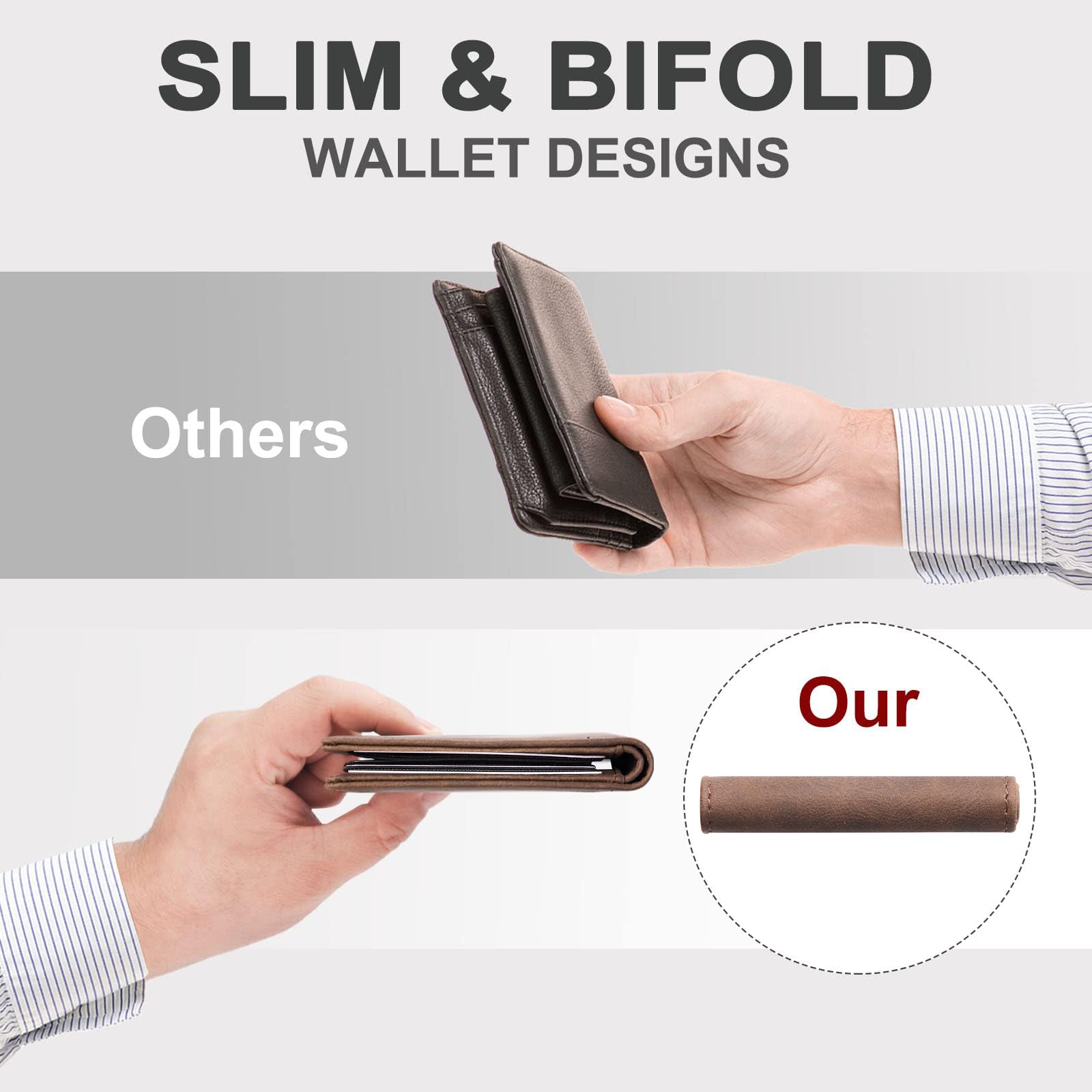 Chelmon Slim Wallet for Men ID Window with RFID Blocking Front Pocket Minimalist Bifold Bussiness Card Holder Gift for Men