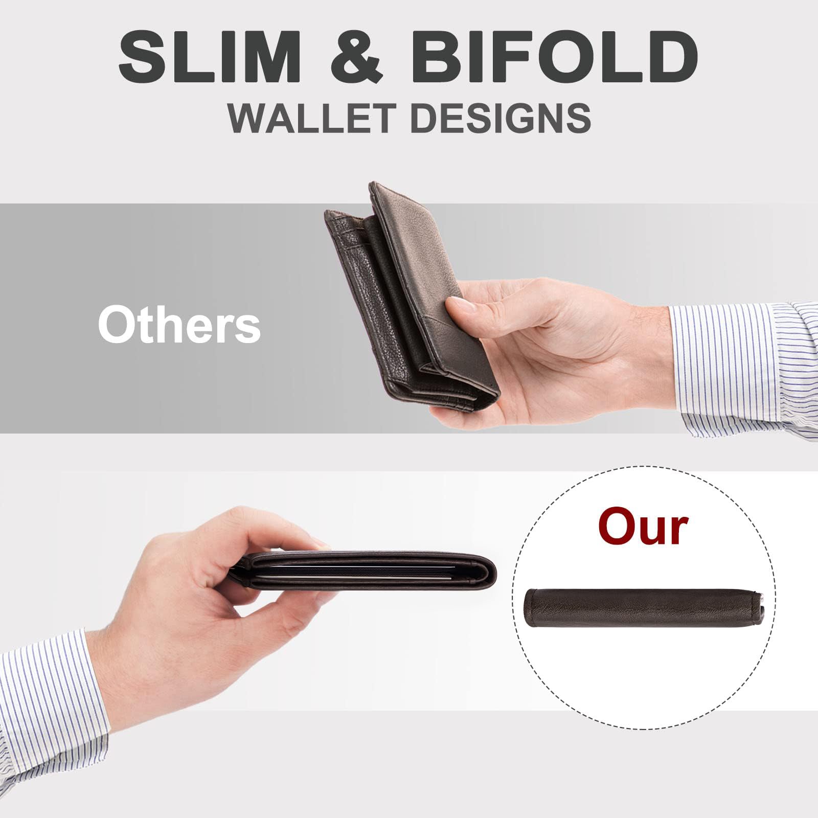 Chelmon Slim Wallet for Men ID Window with RFID Blocking Front Pocket Minimalist Bifold Bussiness Card Holder Gift for Men
