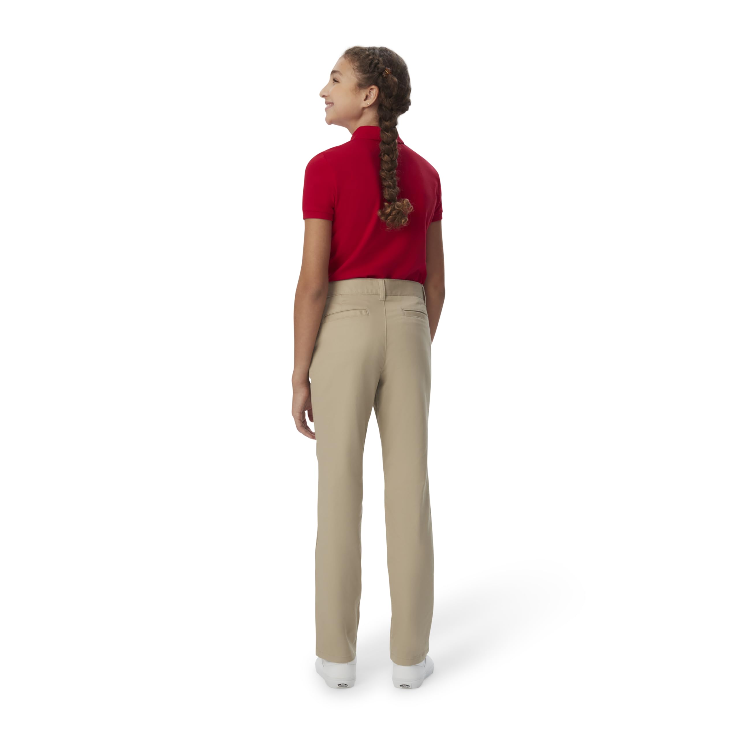 French Toast Girls' Straight Fit Stretch Twill Pant | Adjustable waist, Reinforced knees, Offerend in Standard & Plus sizes, Straight leg school uniform pant