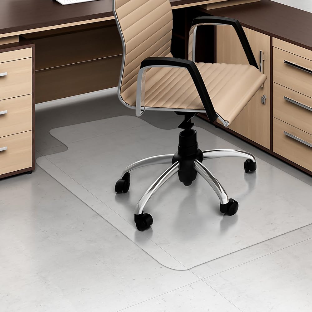 Kasepie 1.5mm Thickness PVC Frosted Office Chair Mat Desk Chair Mats For Hardwood Floors Can't be Used on Carpet Floor - 45 X 53 inch Wood Tile Protection Mat (114x135cm)
