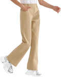 Girls Flare Dress Pants, Bootcut School Uniform Slacks Size 6-15 Years | Half Elastic Waistband, Mock Fly, Belt Loops and Side Pockets for School Uniforms and Everyday Wear