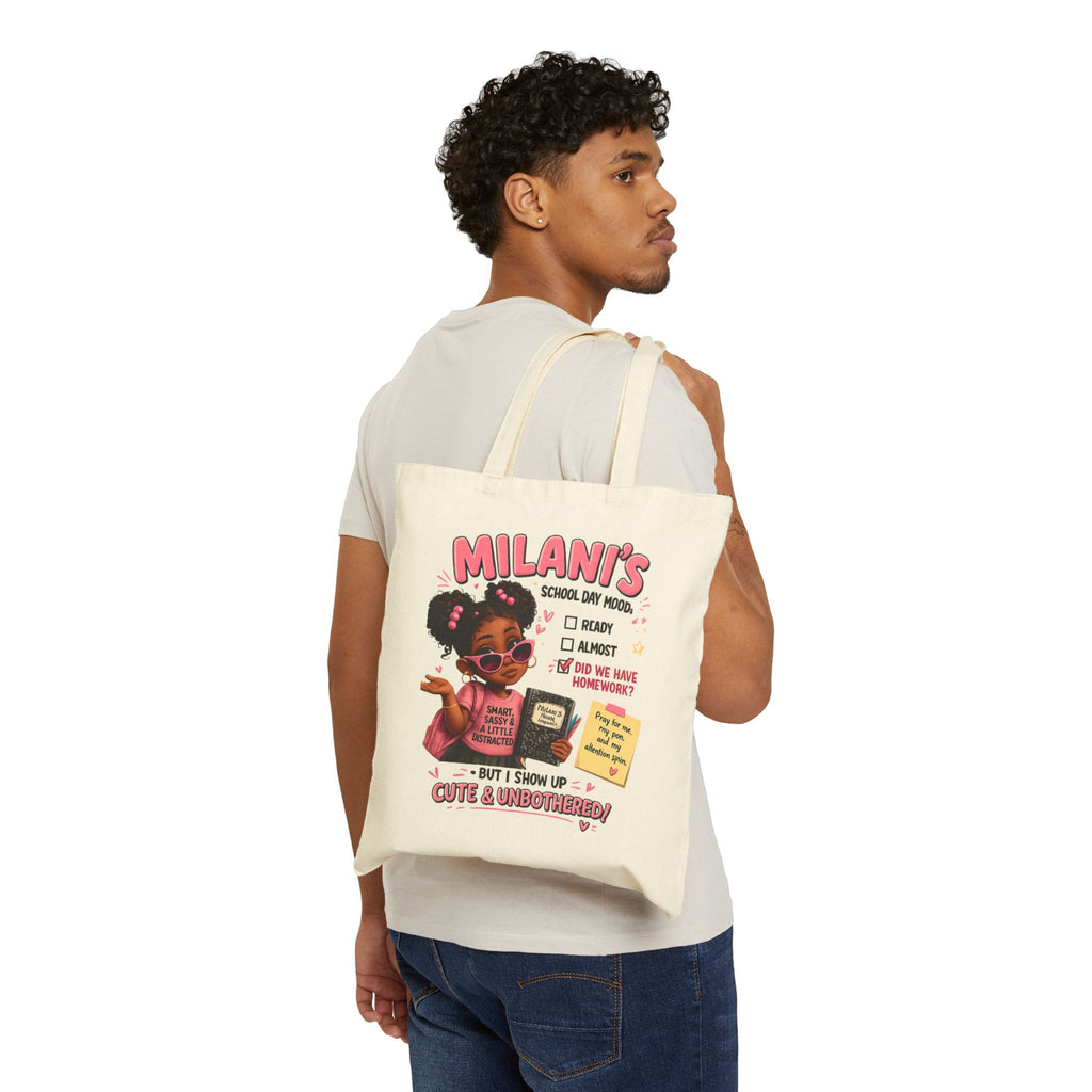 Personalized Kids Tote Bag — "Milani's School Days" Cute Back-to-School Canvas Tote