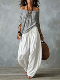 Women's One-Shoulder T-Shirt & Wide-Leg Pants Two-Piece Set — Urban Casual Outfit