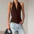 Designer Knitted Backless Boat-Neck Top Women’s Clothing