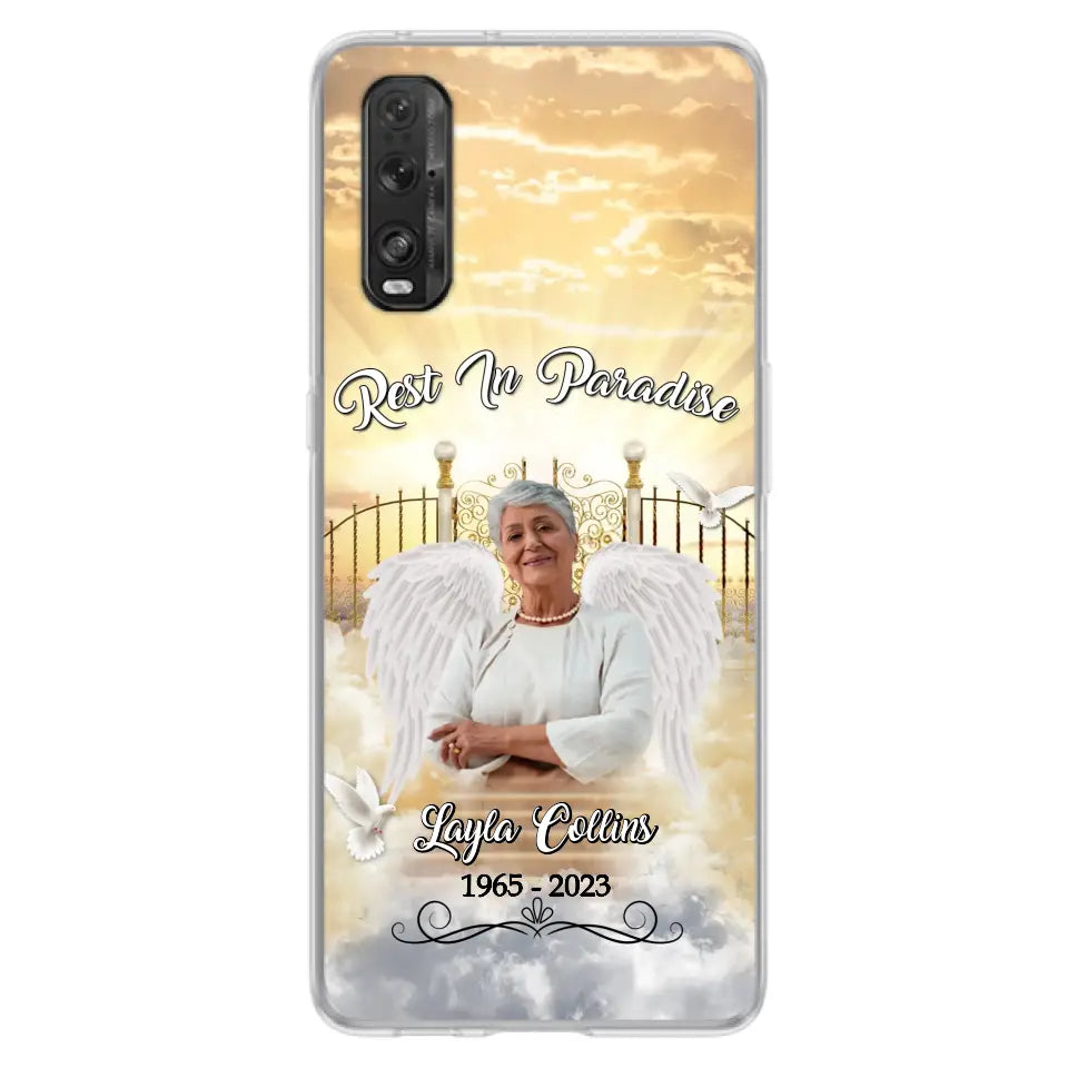 Funda de teléfono conmemorativa personalizada "Rest In Paradise" - Sube tu foto - Idea de regalo conmemorativo para la familia - Funda para Xiaomi/Oppo/Huawei