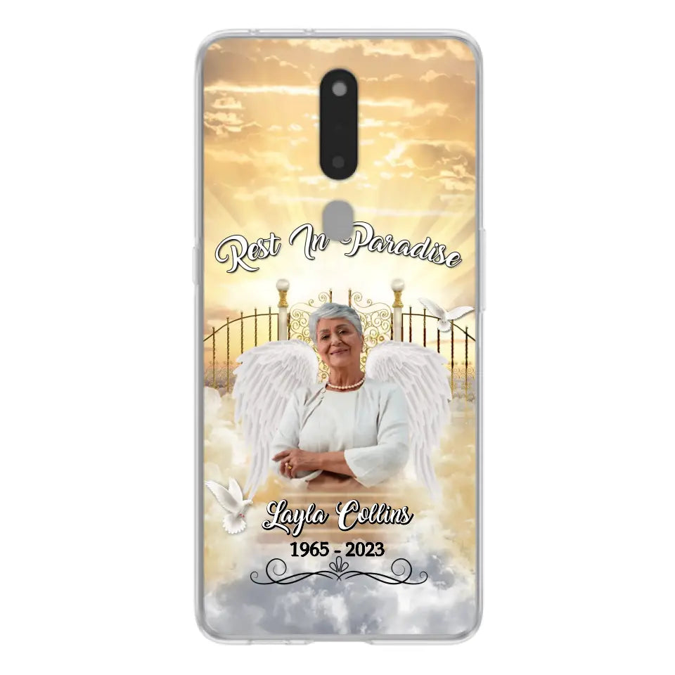 Funda de teléfono conmemorativa personalizada "Rest In Paradise" - Sube tu foto - Idea de regalo conmemorativo para la familia - Funda para Xiaomi/Oppo/Huawei