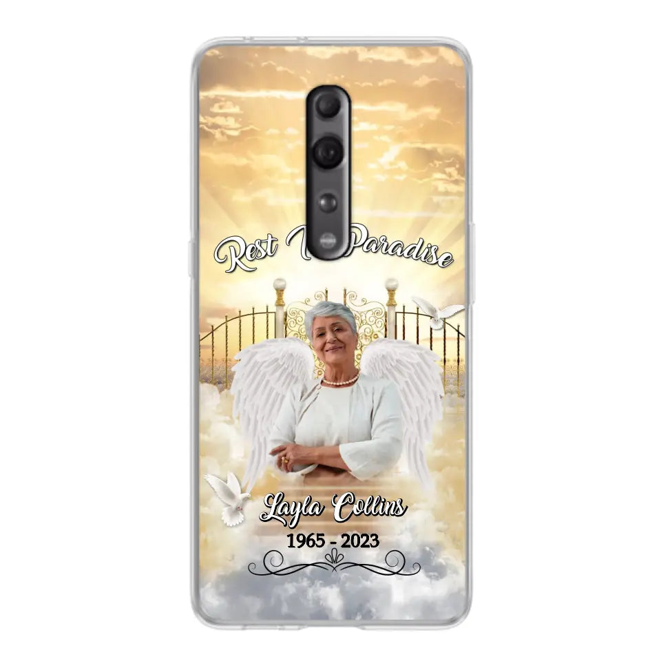 Funda de teléfono conmemorativa personalizada "Rest In Paradise" - Sube tu foto - Idea de regalo conmemorativo para la familia - Funda para Xiaomi/Oppo/Huawei