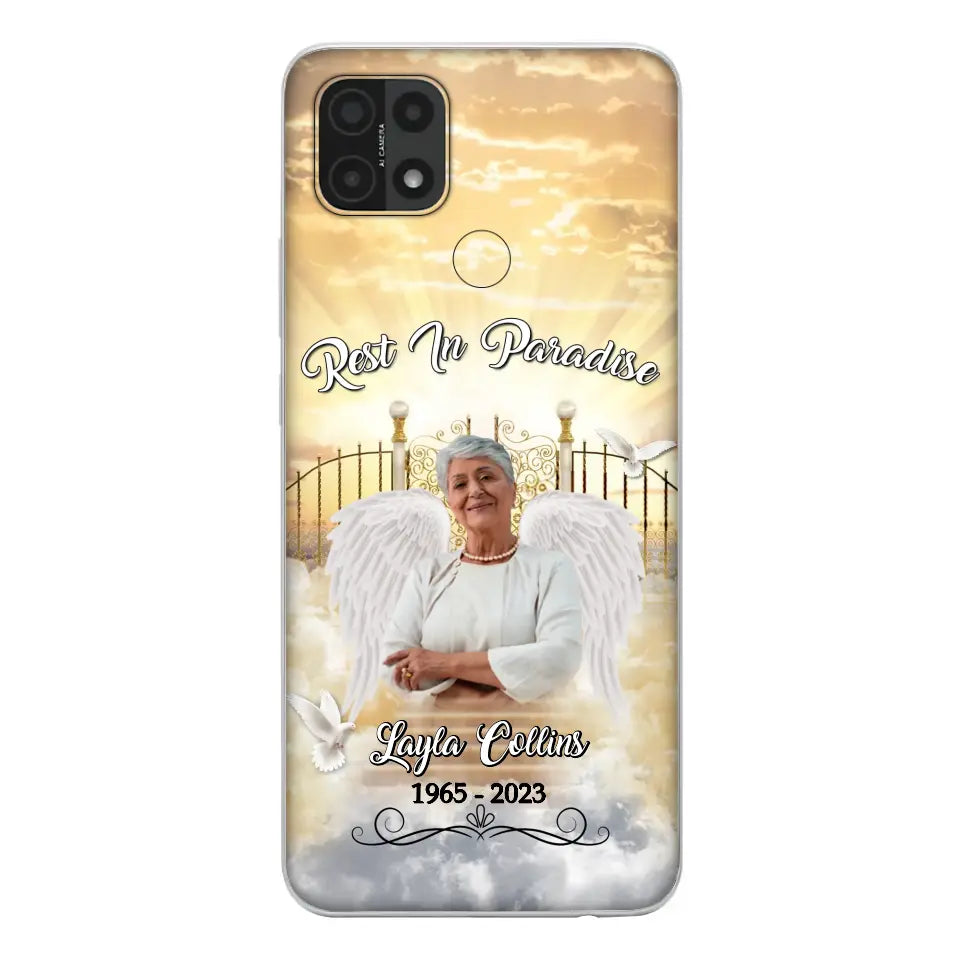 Funda de teléfono conmemorativa personalizada "Rest In Paradise" - Sube tu foto - Idea de regalo conmemorativo para la familia - Funda para Xiaomi/Oppo/Huawei