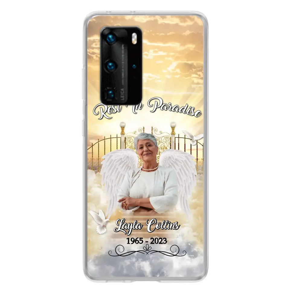 Funda de teléfono conmemorativa personalizada "Rest In Paradise" - Sube tu foto - Idea de regalo conmemorativo para la familia - Funda para Xiaomi/Oppo/Huawei