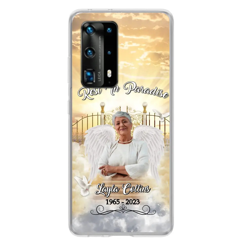 Funda de teléfono conmemorativa personalizada "Rest In Paradise" - Sube tu foto - Idea de regalo conmemorativo para la familia - Funda para Xiaomi/Oppo/Huawei