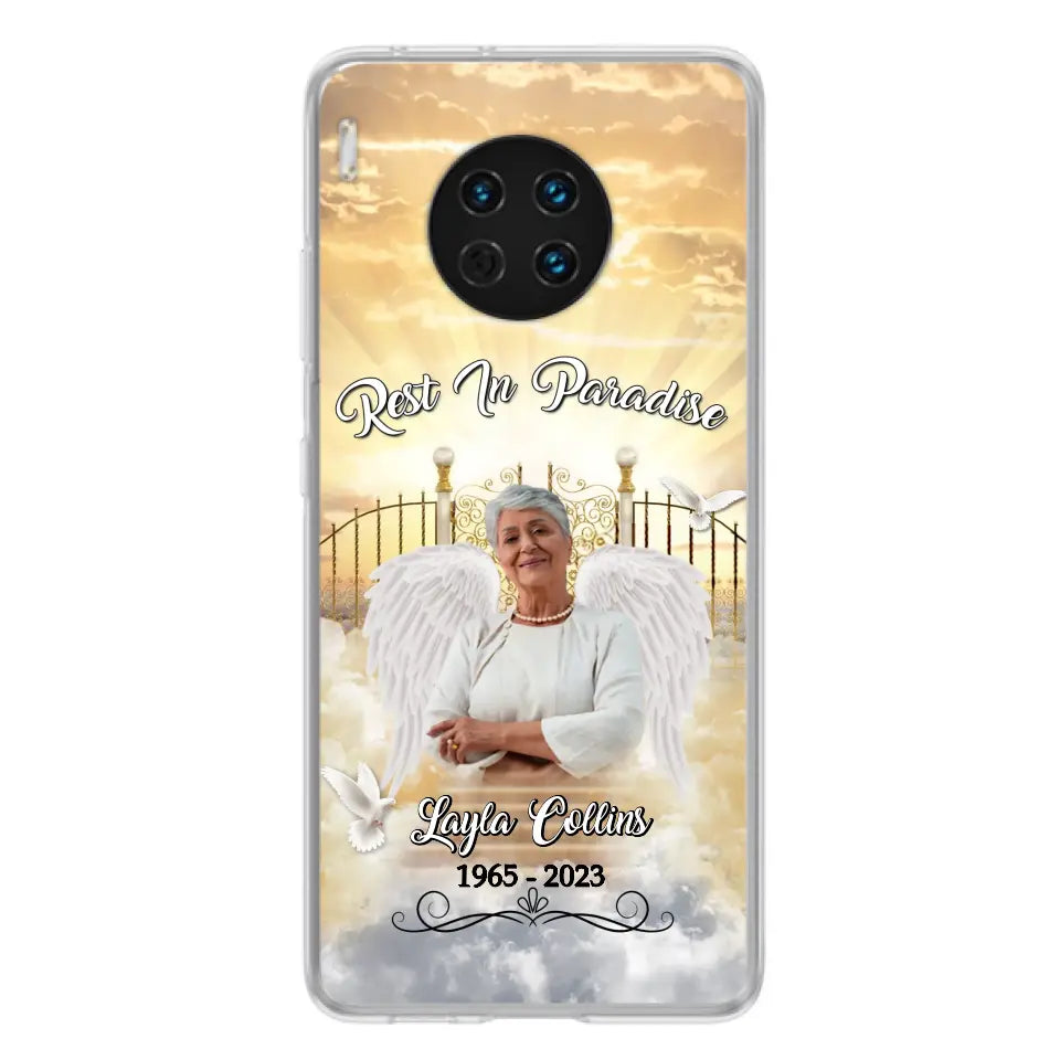 Funda de teléfono conmemorativa personalizada "Rest In Paradise" - Sube tu foto - Idea de regalo conmemorativo para la familia - Funda para Xiaomi/Oppo/Huawei