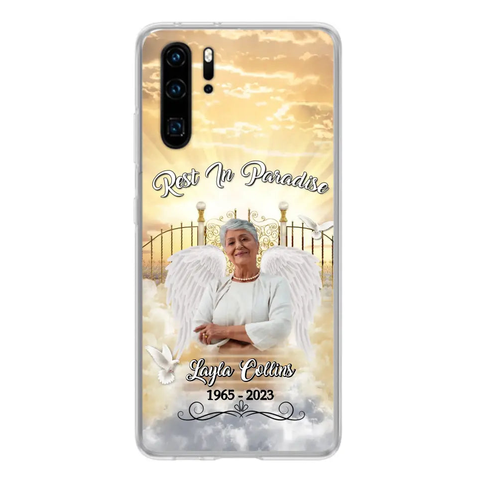 Funda de teléfono conmemorativa personalizada "Rest In Paradise" - Sube tu foto - Idea de regalo conmemorativo para la familia - Funda para Xiaomi/Oppo/Huawei