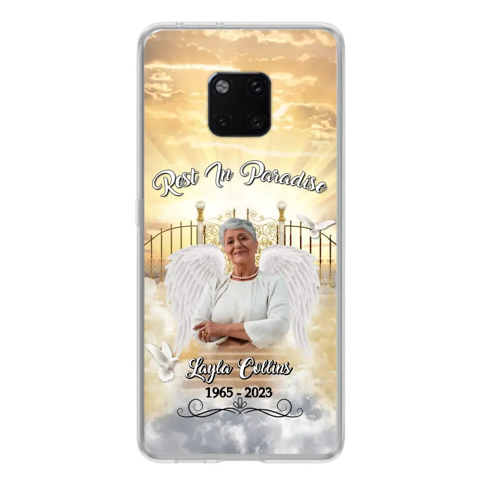 Funda de teléfono conmemorativa personalizada "Rest In Paradise" - Sube tu foto - Idea de regalo conmemorativo para la familia - Funda para Xiaomi/Oppo/Huawei