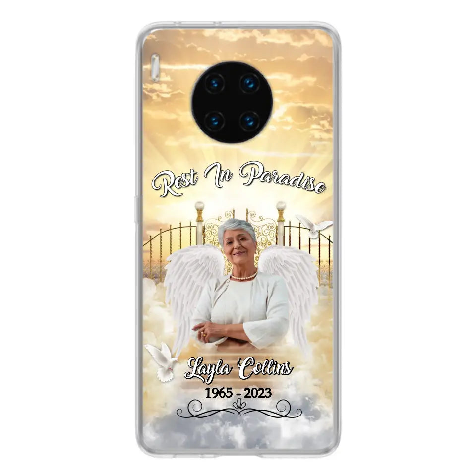 Funda de teléfono conmemorativa personalizada "Rest In Paradise" - Sube tu foto - Idea de regalo conmemorativo para la familia - Funda para Xiaomi/Oppo/Huawei