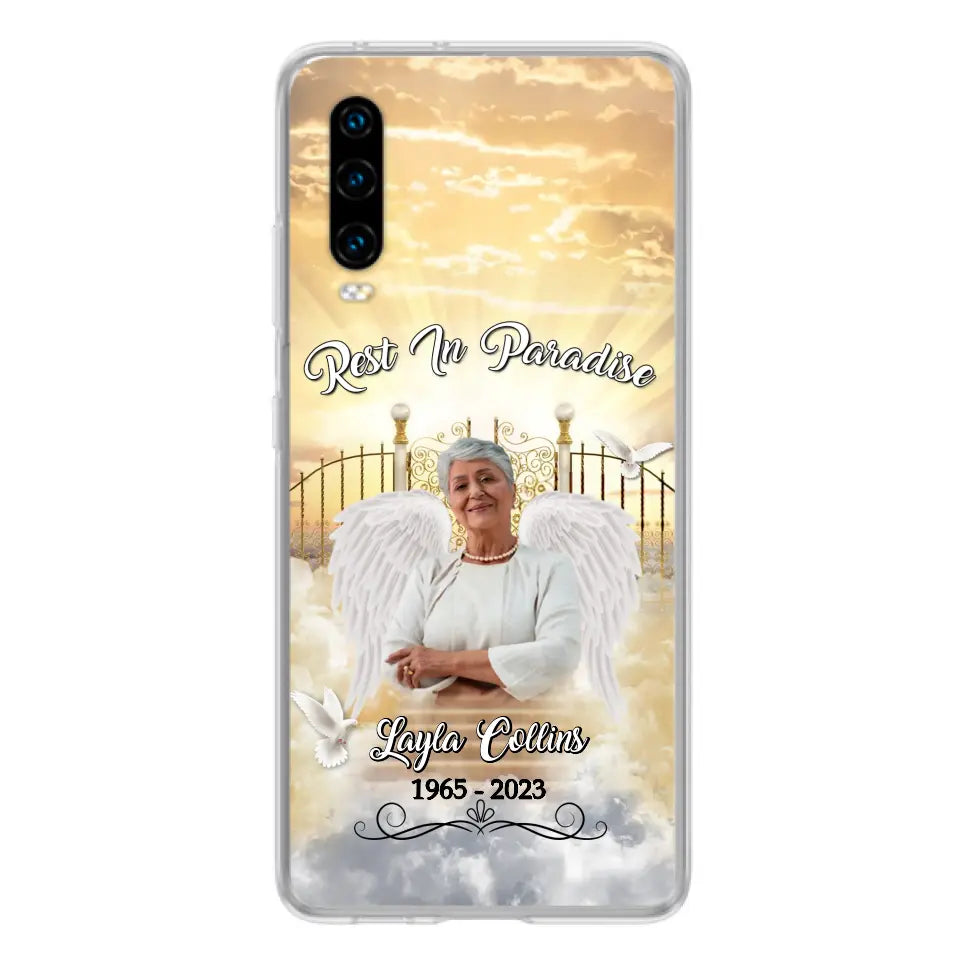Funda de teléfono conmemorativa personalizada "Rest In Paradise" - Sube tu foto - Idea de regalo conmemorativo para la familia - Funda para Xiaomi/Oppo/Huawei