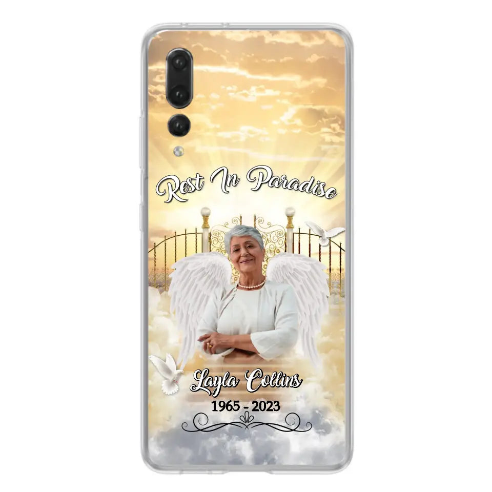 Funda de teléfono conmemorativa personalizada "Rest In Paradise" - Sube tu foto - Idea de regalo conmemorativo para la familia - Funda para Xiaomi/Oppo/Huawei