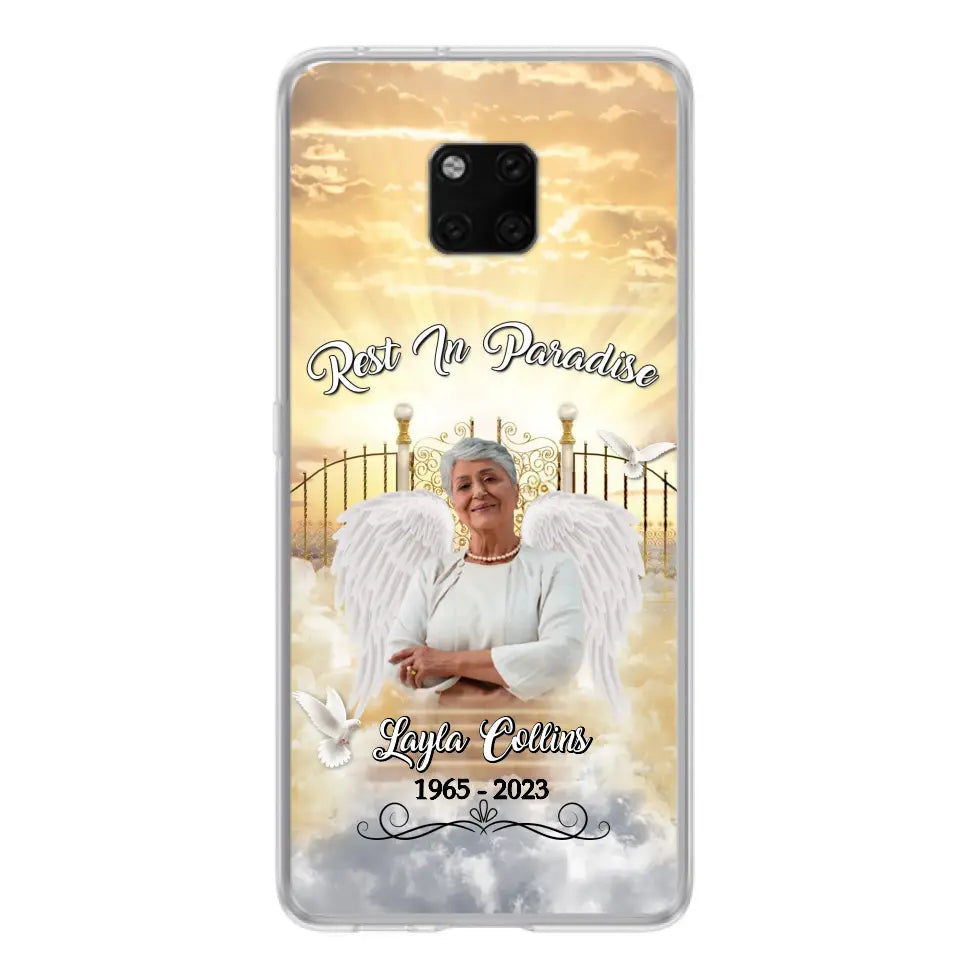 Funda de teléfono conmemorativa personalizada "Rest In Paradise" - Sube tu foto - Idea de regalo conmemorativo para la familia - Funda para Xiaomi/Oppo/Huawei
