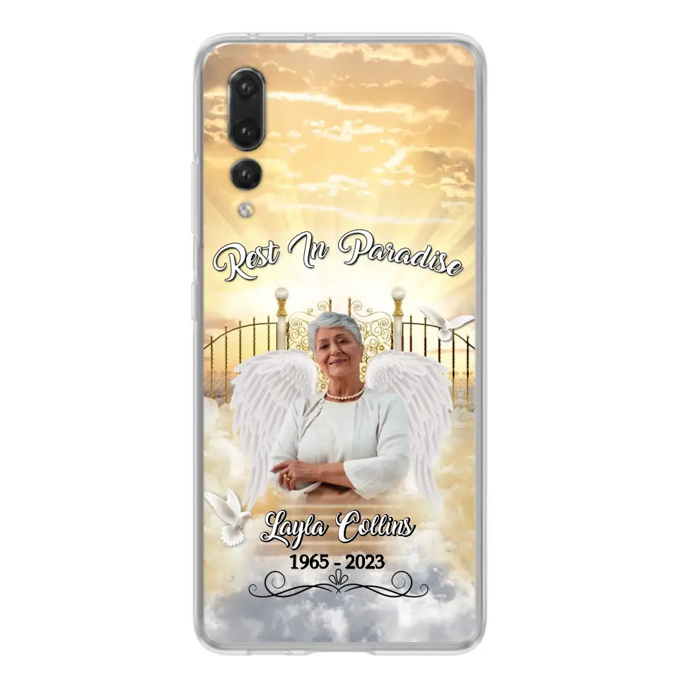 Funda de teléfono conmemorativa personalizada "Rest In Paradise" - Sube tu foto - Idea de regalo conmemorativo para la familia - Funda para Xiaomi/Oppo/Huawei