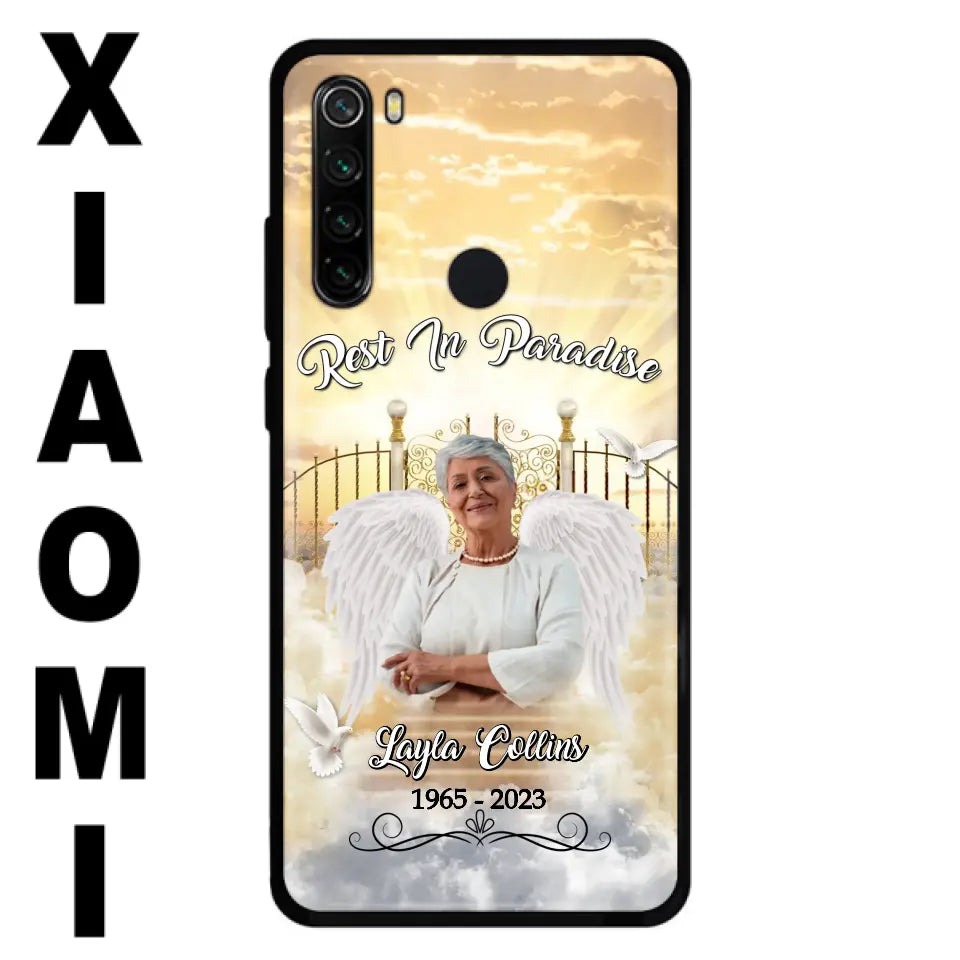 Funda de teléfono conmemorativa personalizada "Rest In Paradise" - Sube tu foto - Idea de regalo conmemorativo para la familia - Funda para Xiaomi/Oppo/Huawei