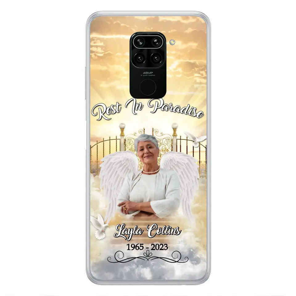 Funda de teléfono conmemorativa personalizada "Rest In Paradise" - Sube tu foto - Idea de regalo conmemorativo para la familia - Funda para Xiaomi/Oppo/Huawei