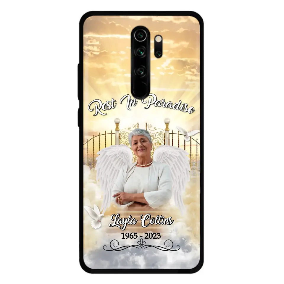 Funda de teléfono conmemorativa personalizada "Rest In Paradise" - Sube tu foto - Idea de regalo conmemorativo para la familia - Funda para Xiaomi/Oppo/Huawei