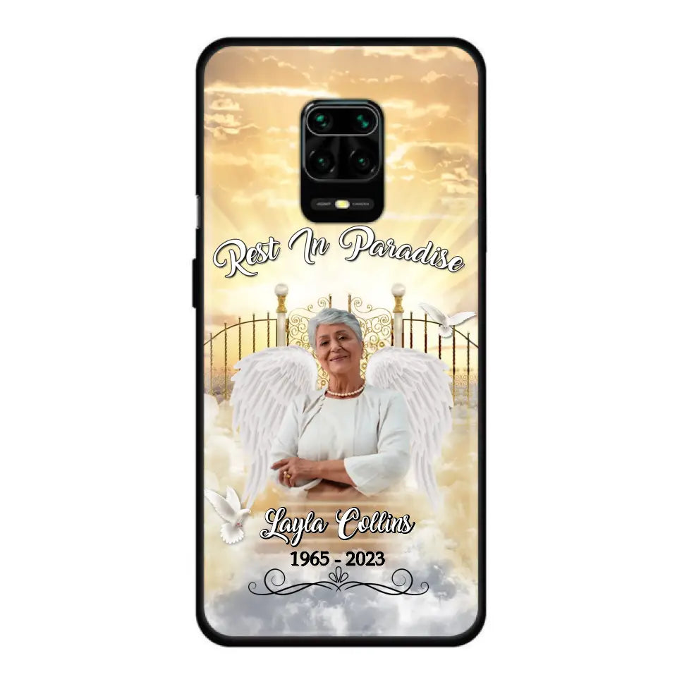 Funda de teléfono conmemorativa personalizada "Rest In Paradise" - Sube tu foto - Idea de regalo conmemorativo para la familia - Funda para Xiaomi/Oppo/Huawei