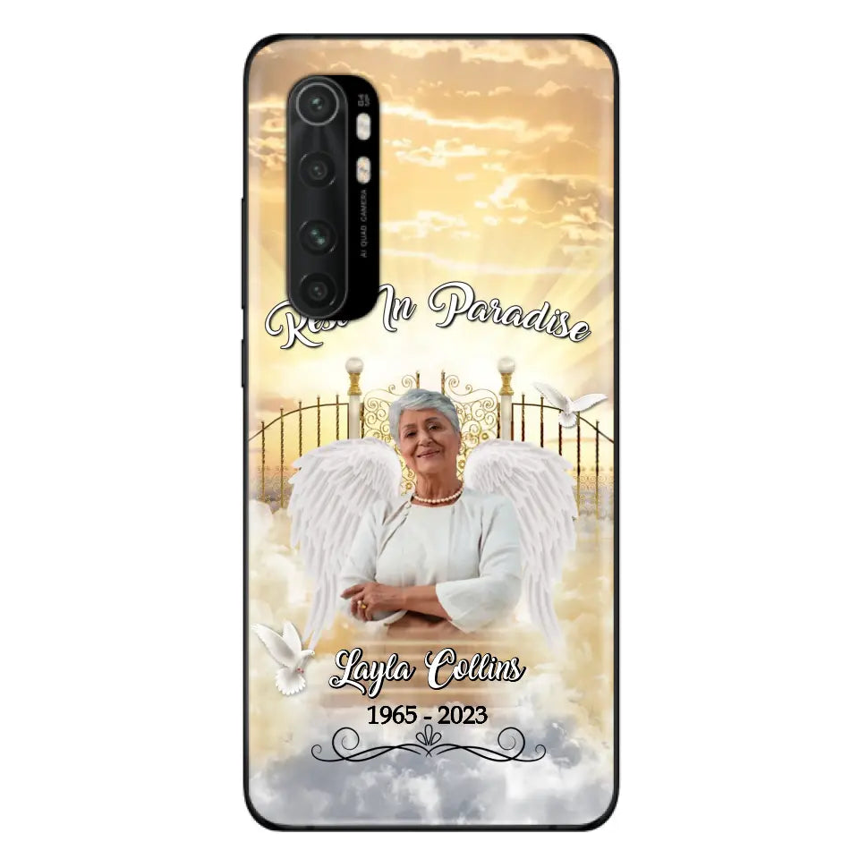 Funda de teléfono conmemorativa personalizada "Rest In Paradise" - Sube tu foto - Idea de regalo conmemorativo para la familia - Funda para Xiaomi/Oppo/Huawei