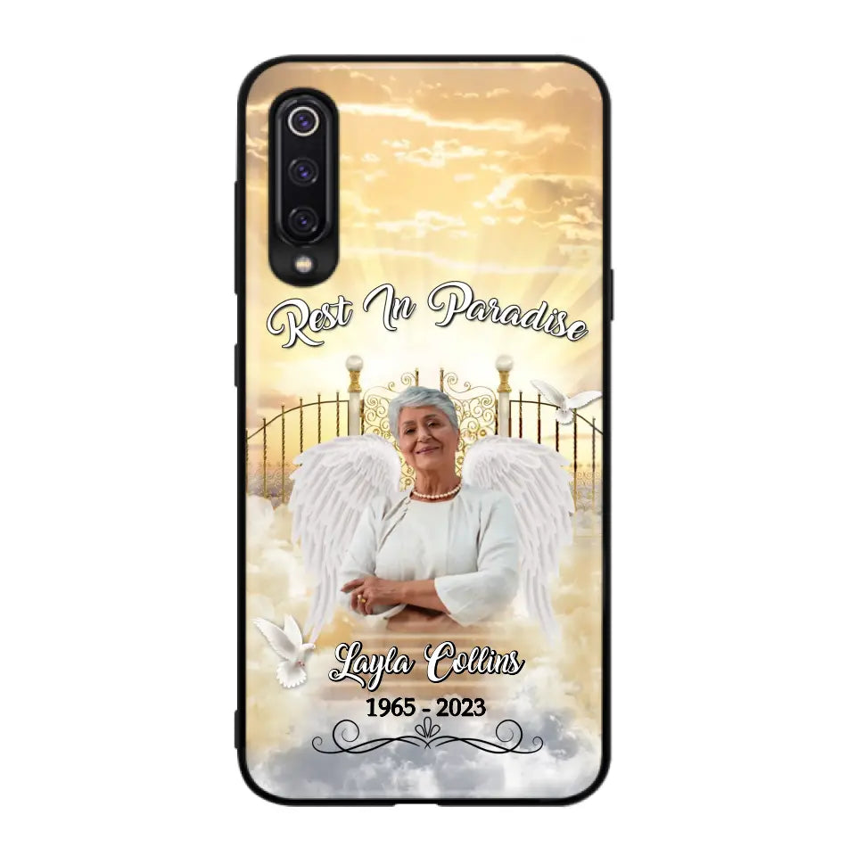 Funda de teléfono conmemorativa personalizada "Rest In Paradise" - Sube tu foto - Idea de regalo conmemorativo para la familia - Funda para Xiaomi/Oppo/Huawei