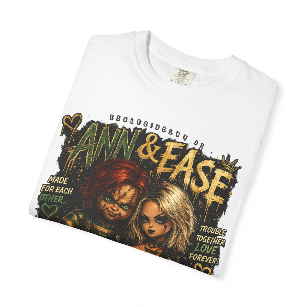 T-Shirt — "Ann & Ease: Dysfunctional But Devoted" Horror Couple Graphic Tee