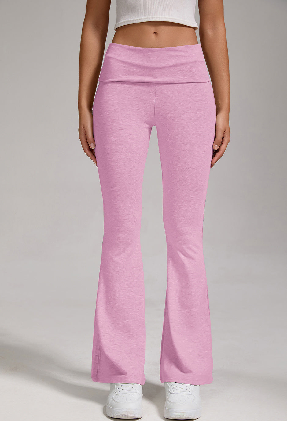 🔥 Women's Low-Waisted Folded Waist Flared Pants - Low-Rise Wide-Leg Trousers
