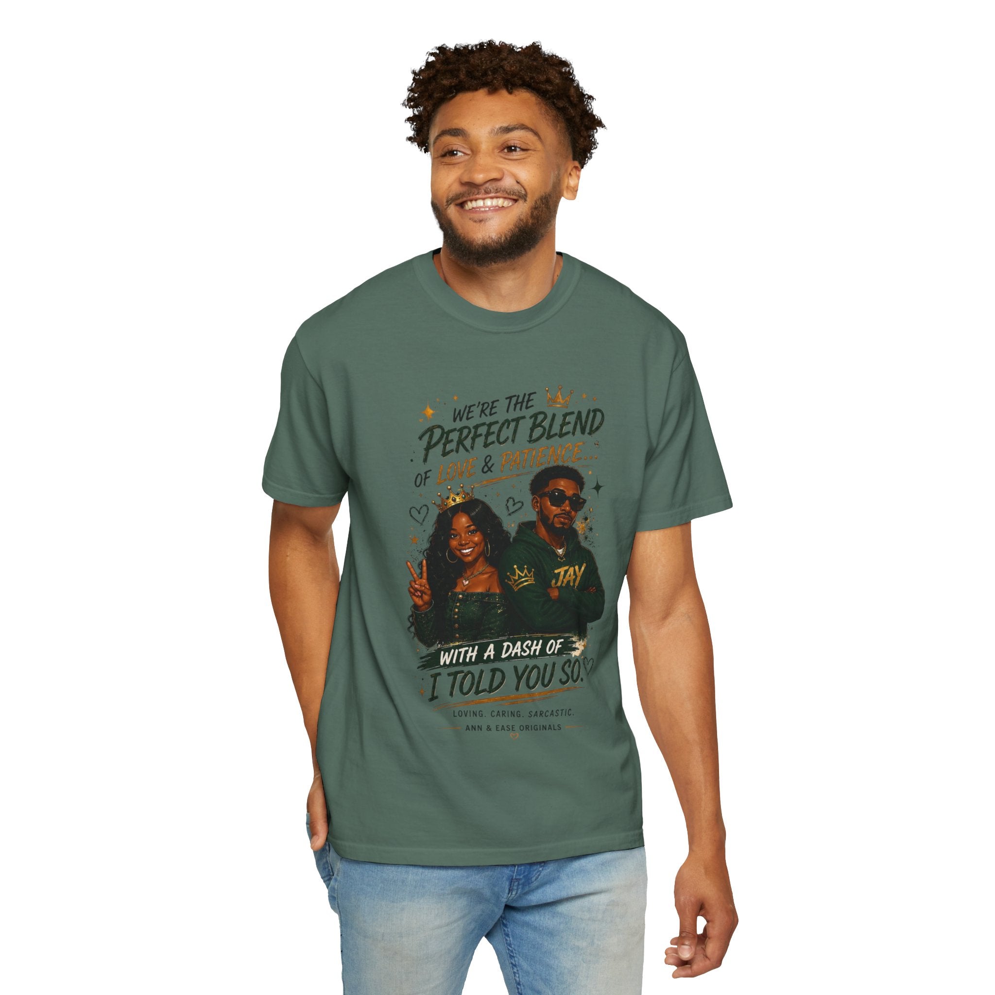 Couples T-Shirt — "Perfect Blend of Love & Patience" Graphic Tee