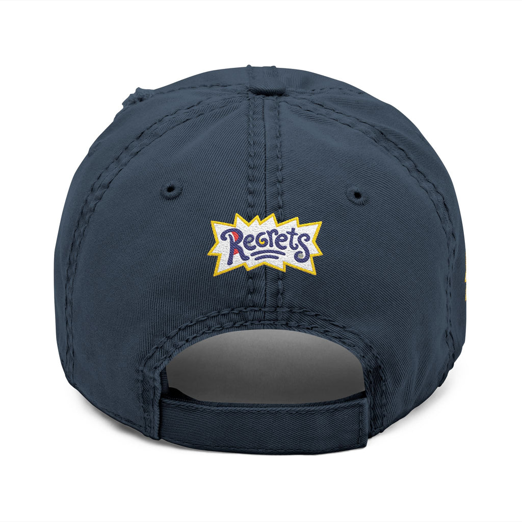 Distressed Embroidered 'Regrets' Dad Hat - Vintage Streetwear Cap