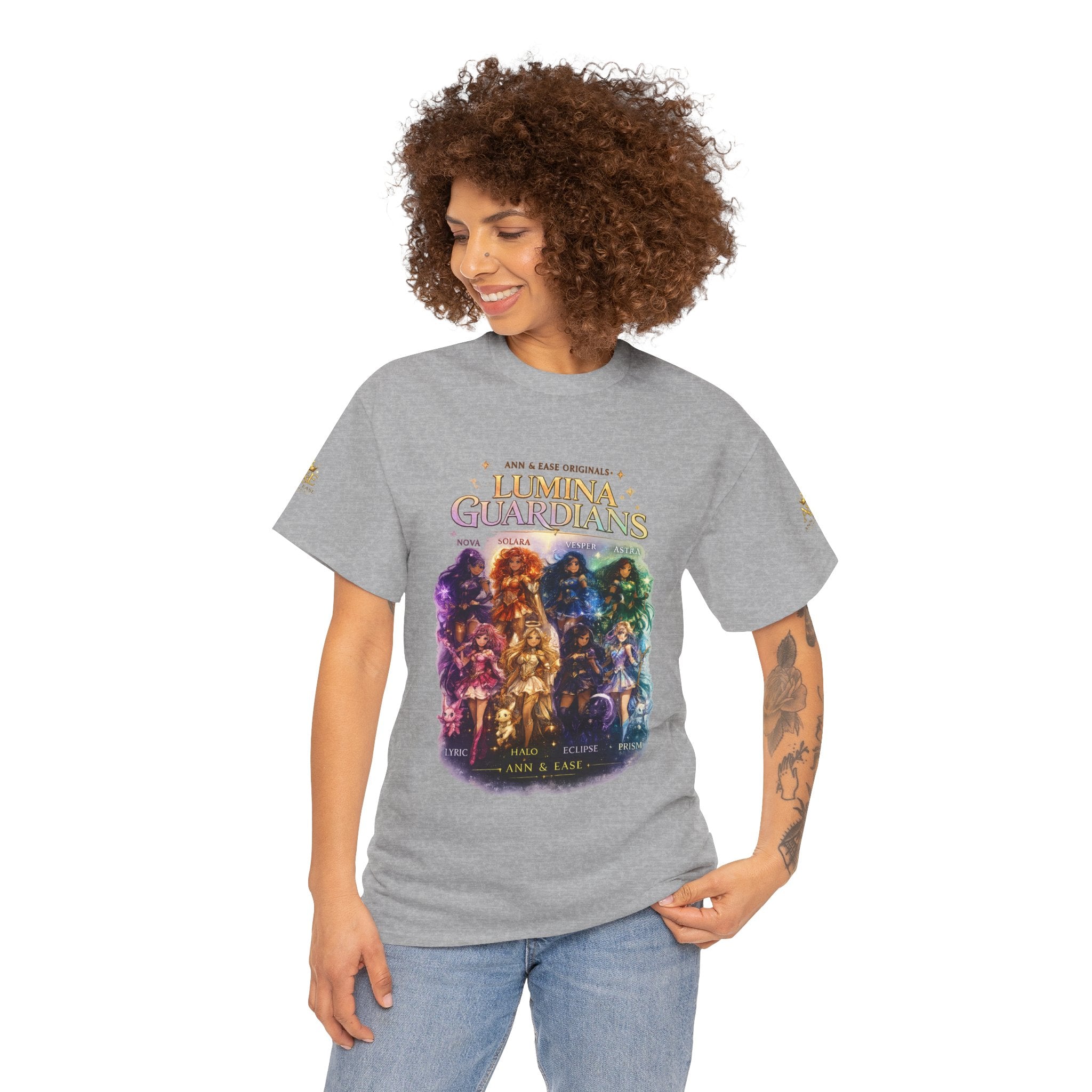 Lumina Guardians Graphic Tee — Colorful Fantasy Character Poster T‑Shirt