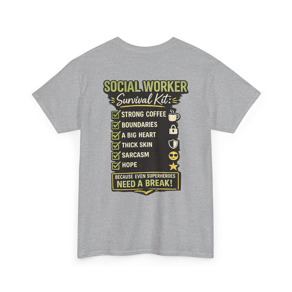 Social Worker T-Shirt – 'Social Worker: Part Detective, Part Therapist' Graphic Tee (Survival Kit Back)