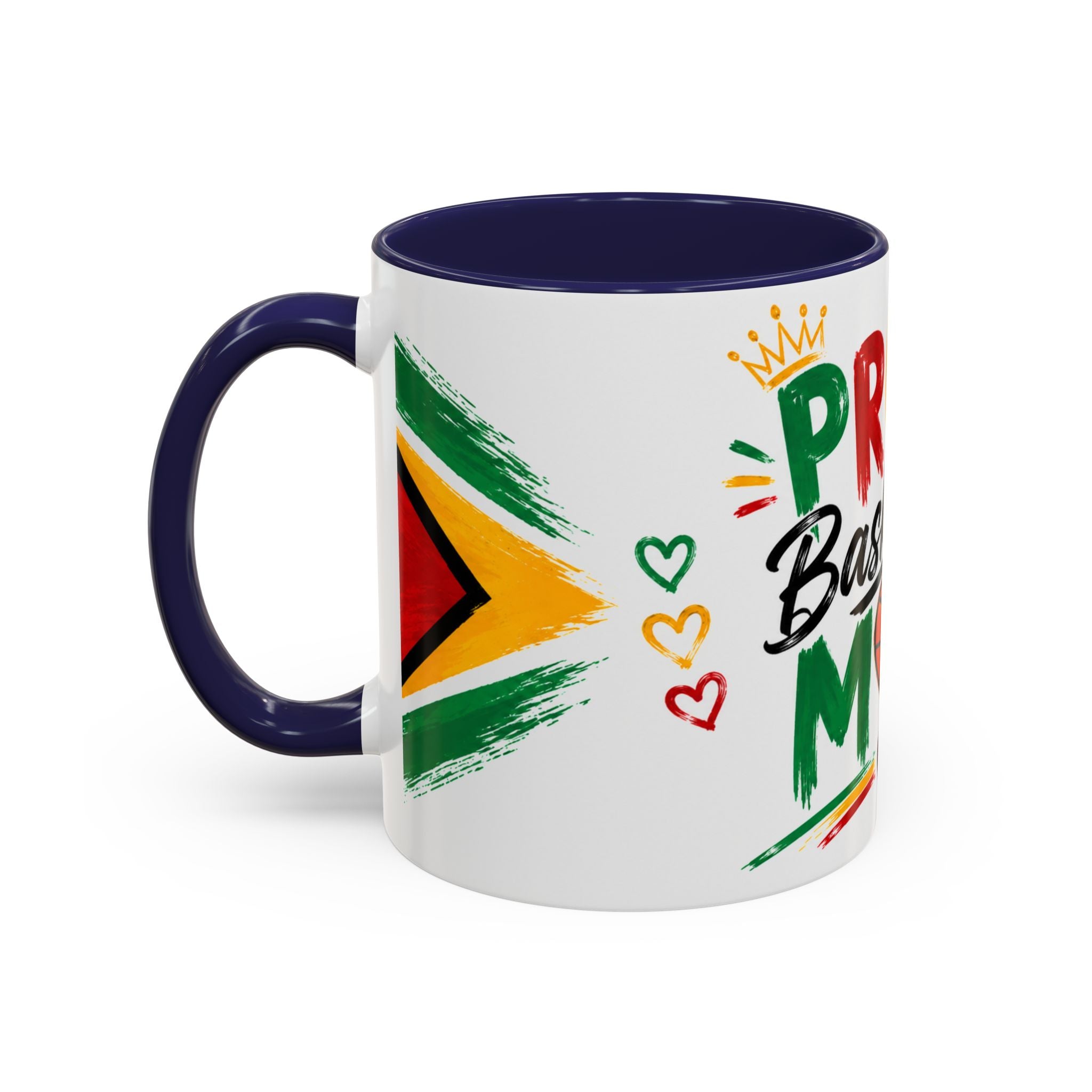Proud Basketball Mom Accent Coffee Mug – Colorful Heart & Basketball Design (11/15oz)