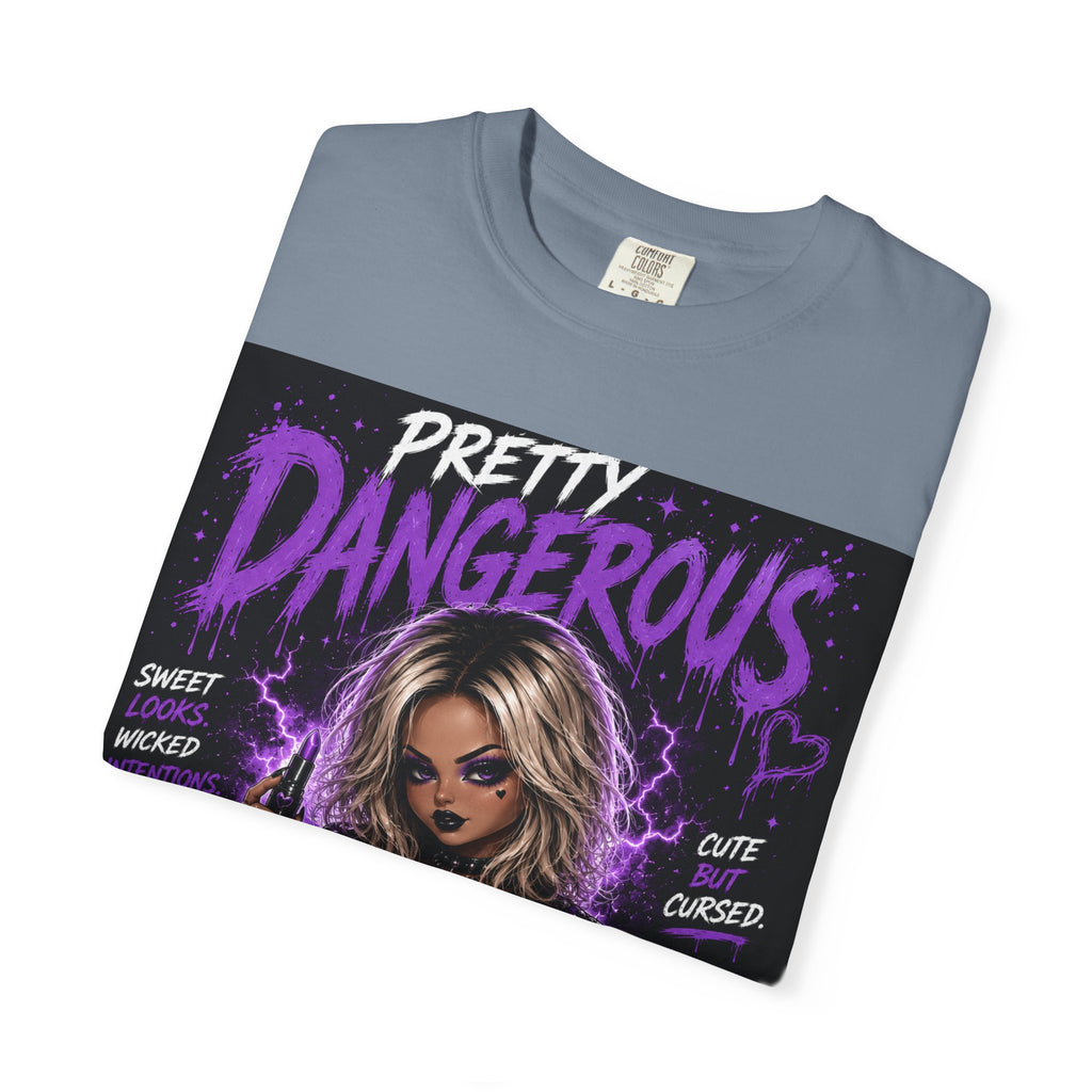 Pretty Dangerous "Cute But Cursed" T-Shirt — Gothic Purple Graphic Tee