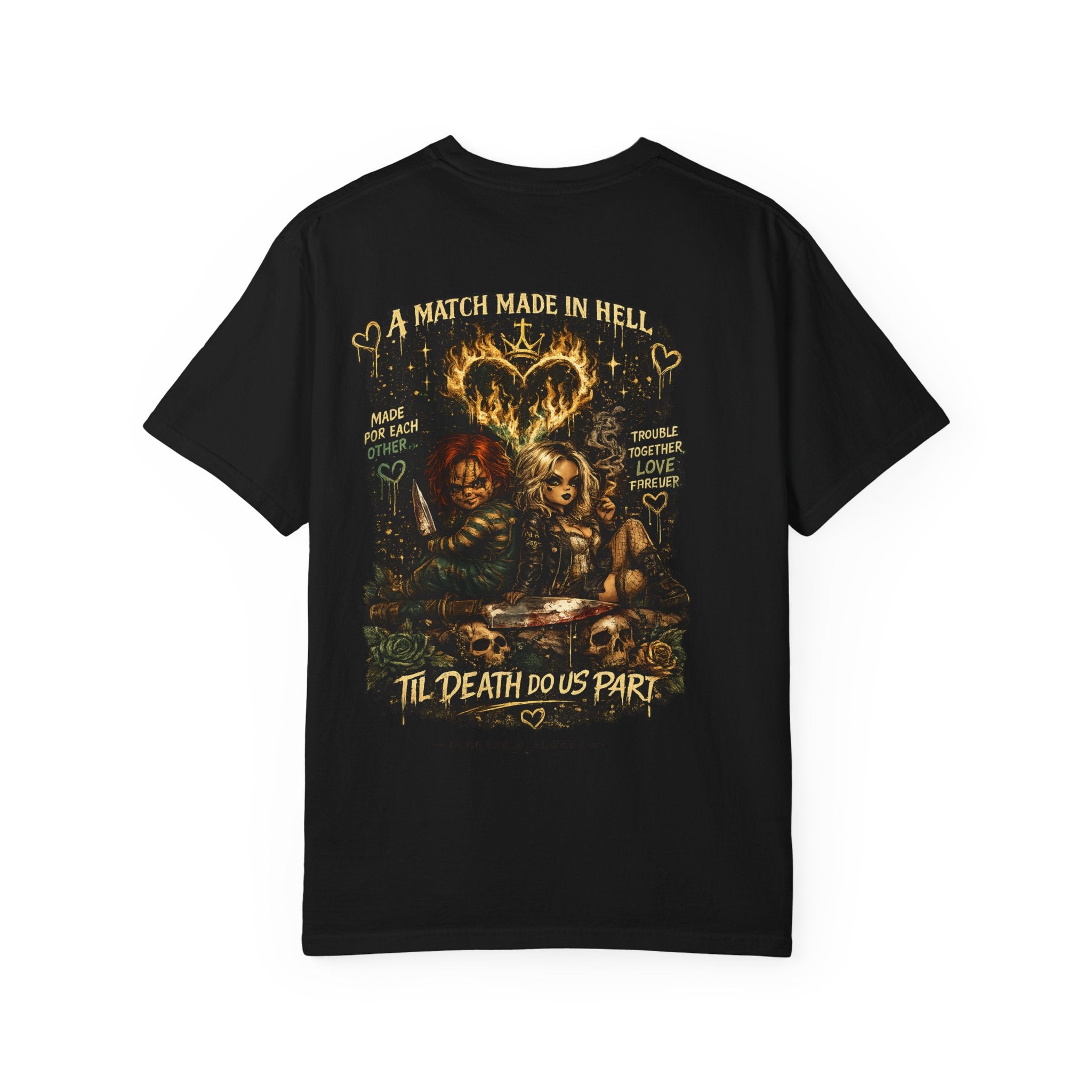 T-Shirt — "Ann & Ease: Dysfunctional But Devoted" Horror Couple Graphic Tee