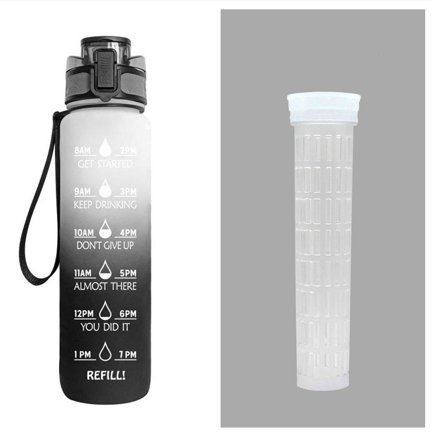 Botella de agua Tritan de 1L con marcador de tiempo, tapa rebotante, botella motivacional, taza a prueba de fugas para ciclismo, botellas para deportes y fitness.