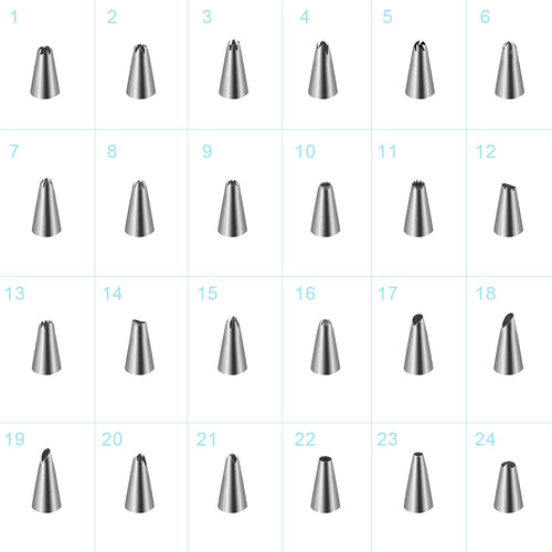 24 Piezas Kit de Suministros para Decoración de Pasteles de Acero Inoxidable, Suministros de Bricolaje para Hornear, Boquillas para Glaseado con Mangas Pasteleras y Acoplador Desechable y Estuche de Almacenamiento