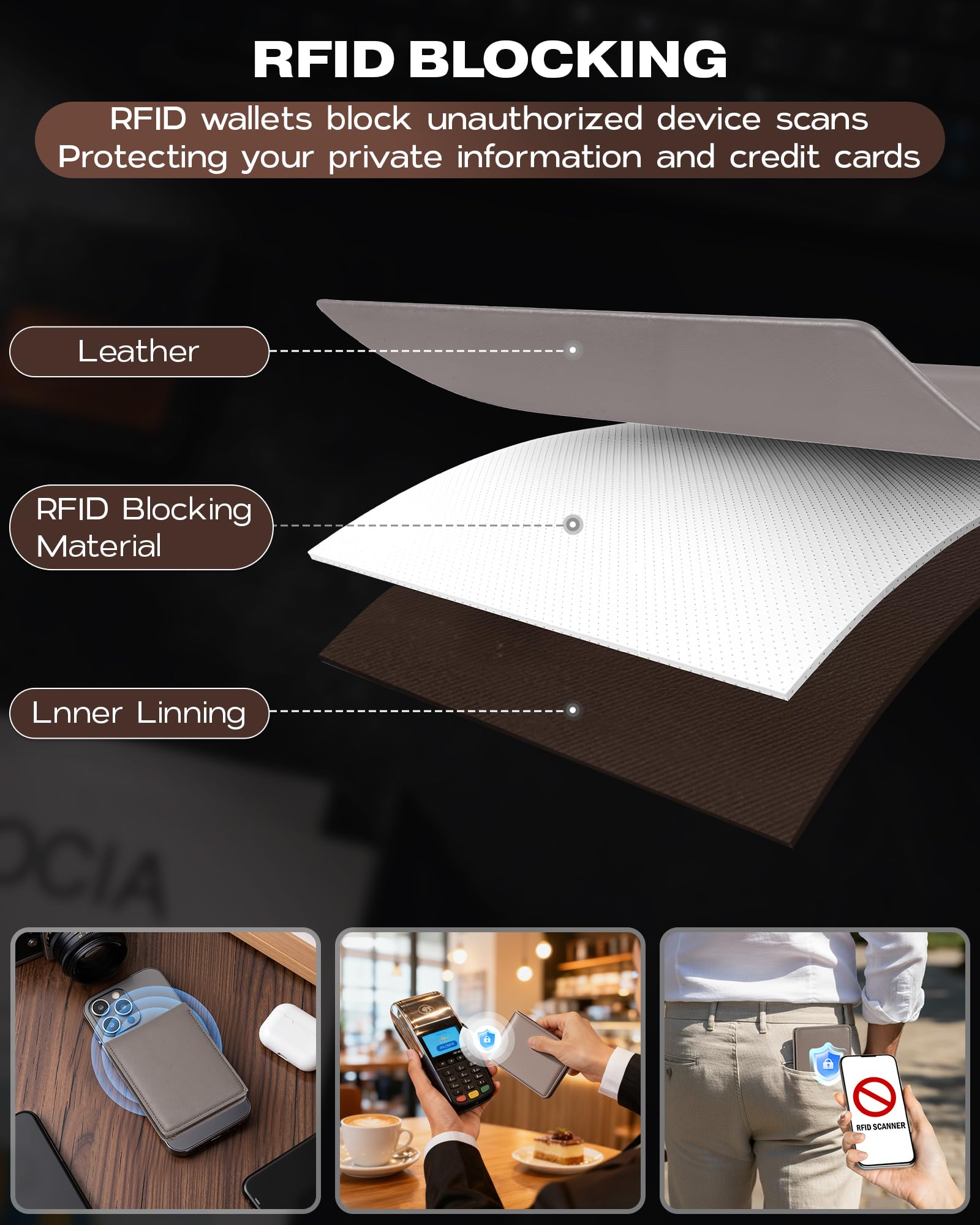 GNDR Wallet For Men Bifold Black RFID Blocking Slim Faux Leather Wallets Card Holder Front Pocket Minimalist Men Accessories With Gift Box