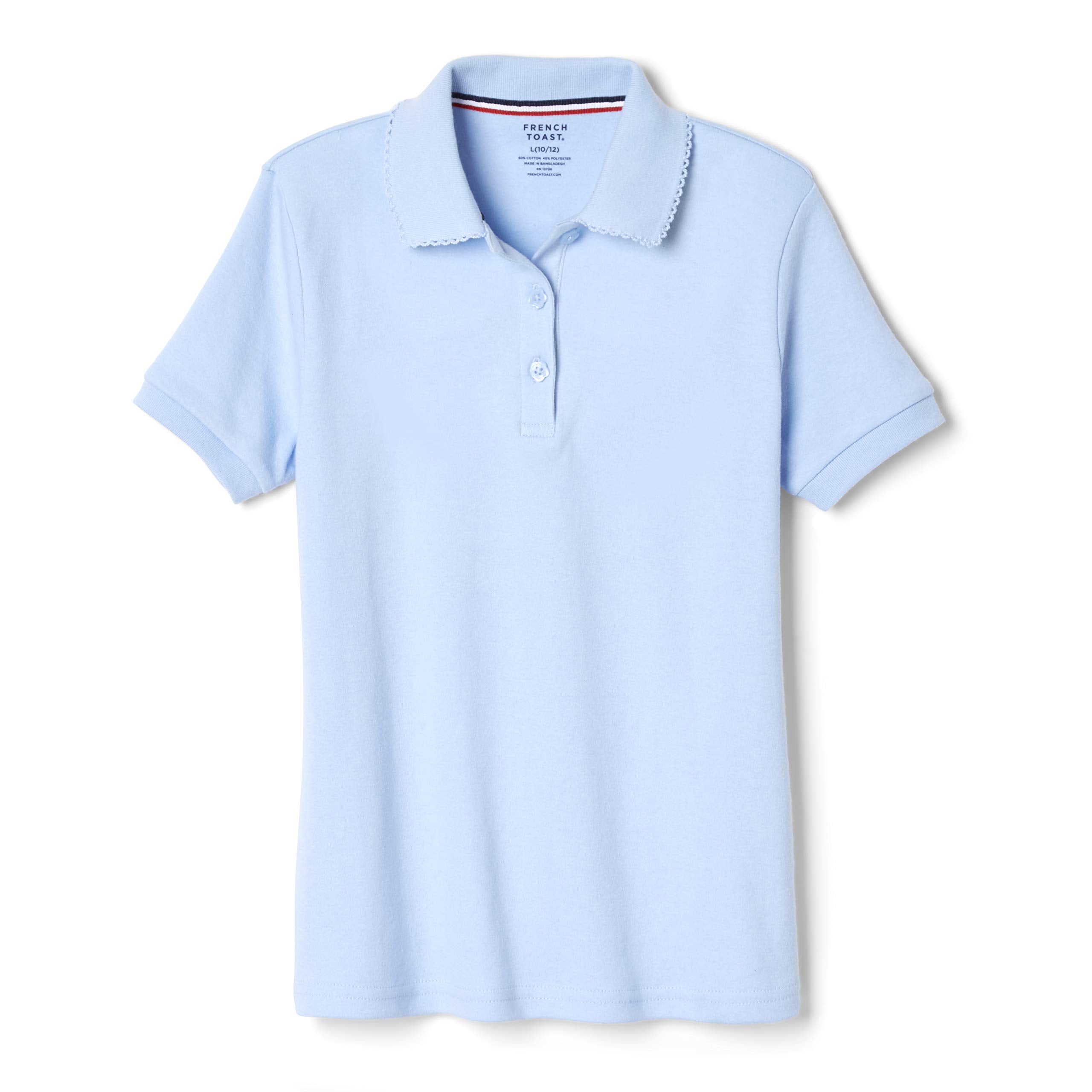 French Toast Girls' Short Sleeve Picot Collar Polo School Uniform Shirt (Standard and Plus)