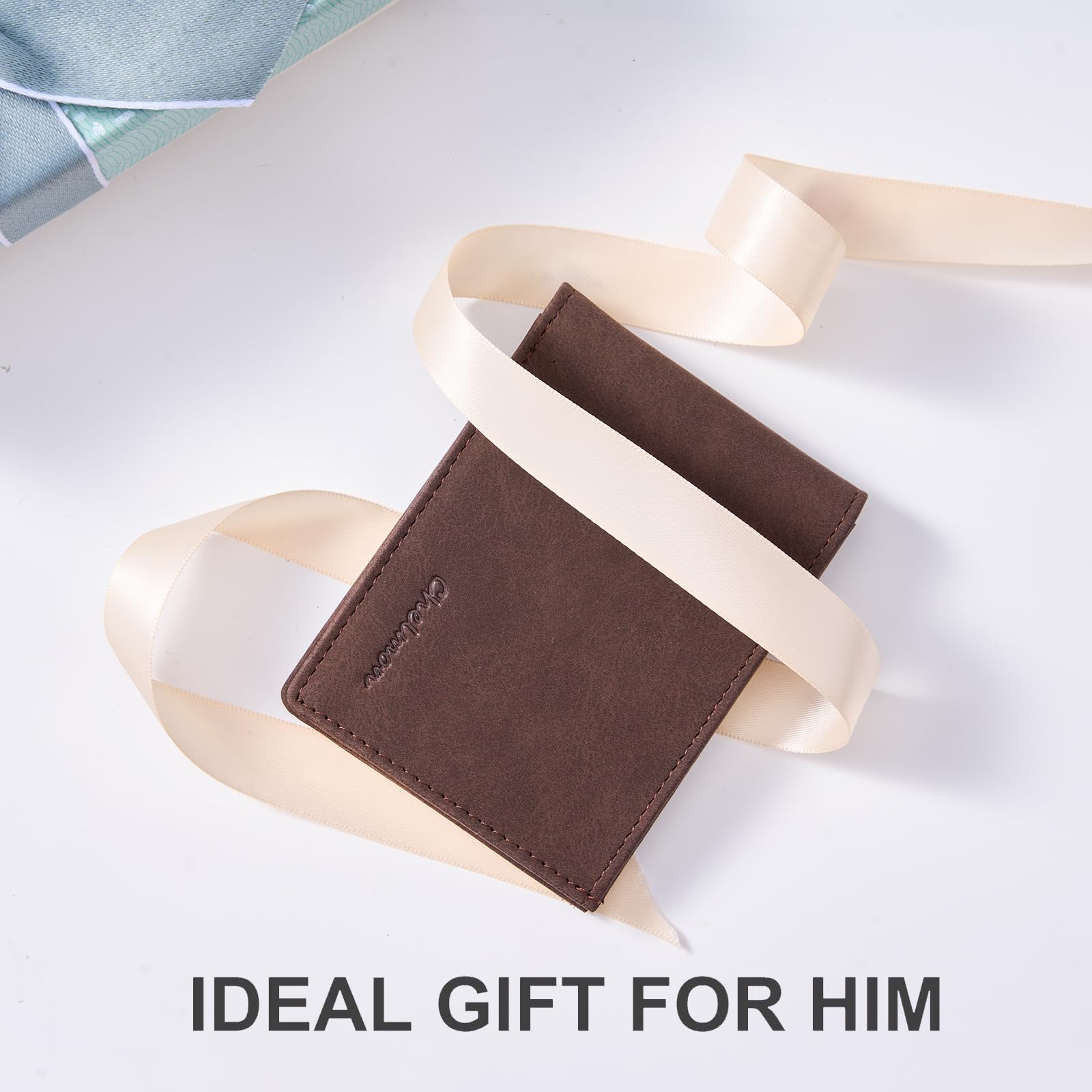 Chelmon Slim Wallet for Men ID Window with RFID Blocking Front Pocket Minimalist Bifold Bussiness Card Holder Gift for Men
