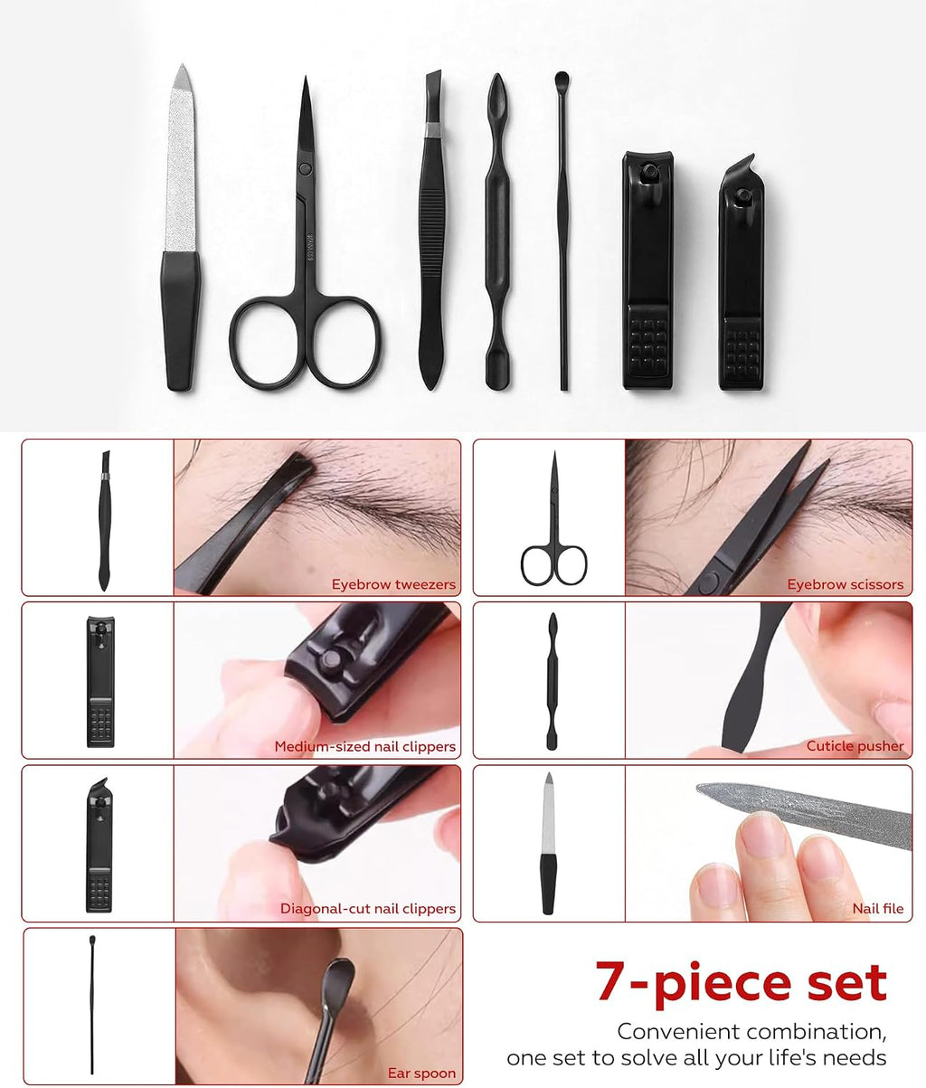 Gift for Dad Men, Manicure Set Nail Clippers Grooming Kit with Travel Case, Personal Care Tools Birthday Gifts for Men Women