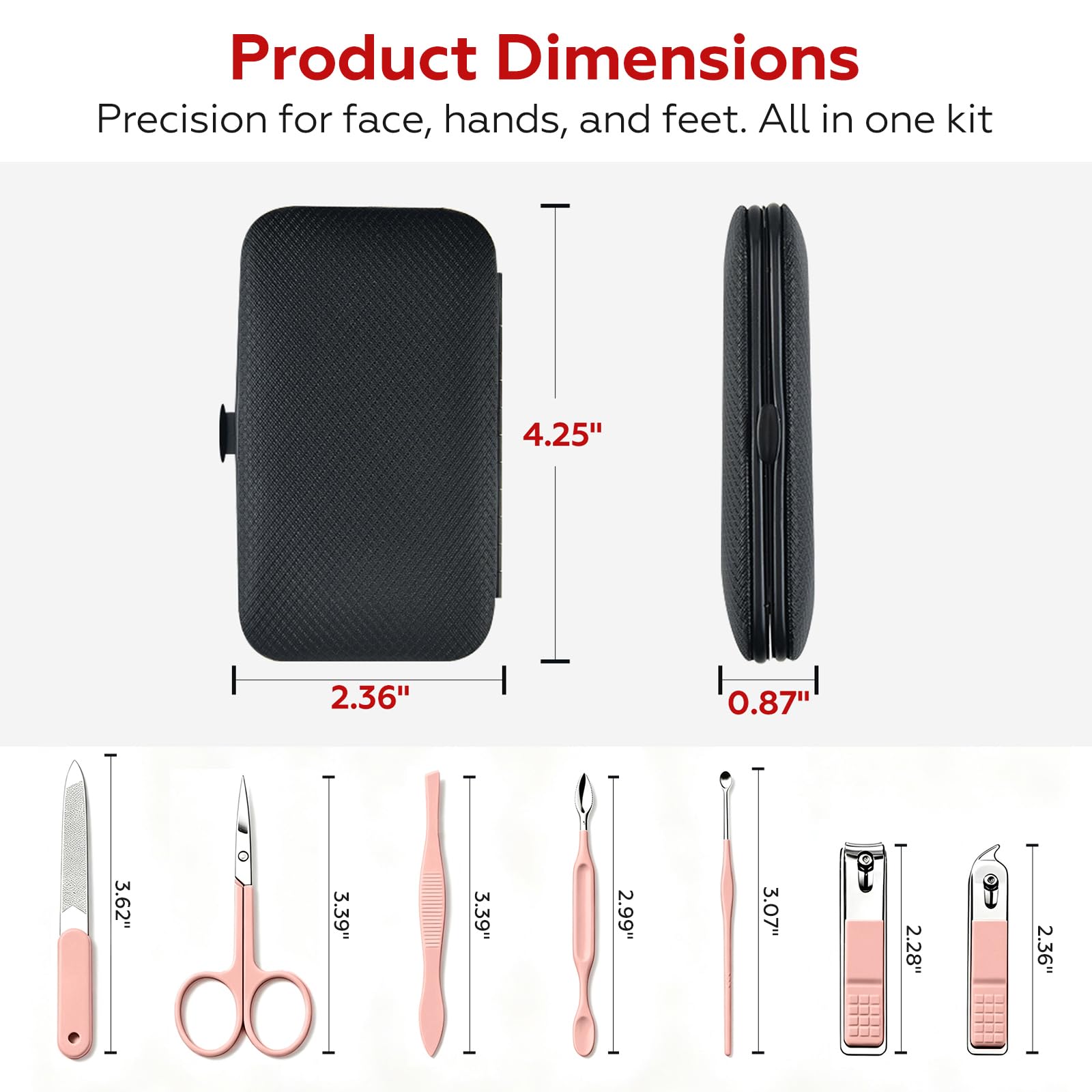 Gift for Dad Men, Manicure Set Nail Clippers Grooming Kit with Travel Case, Personal Care Tools Birthday Gifts for Men Women