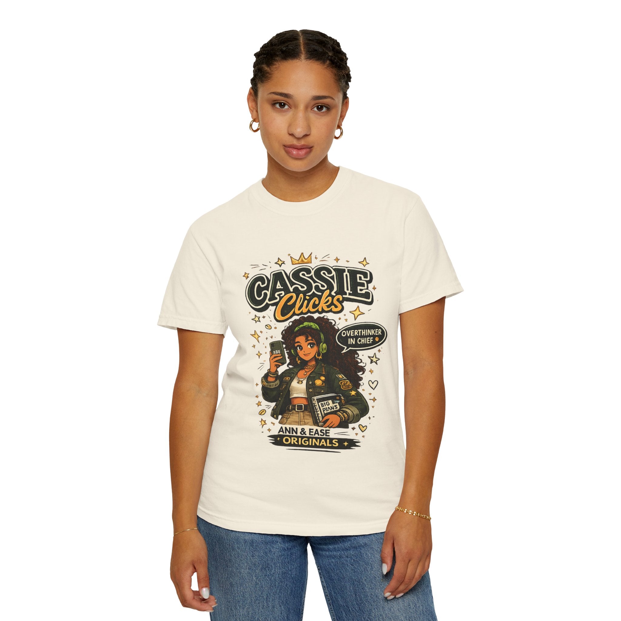 Camiseta estampada — Sudadera de cuello redondo motivacional "Cassie Clicks"