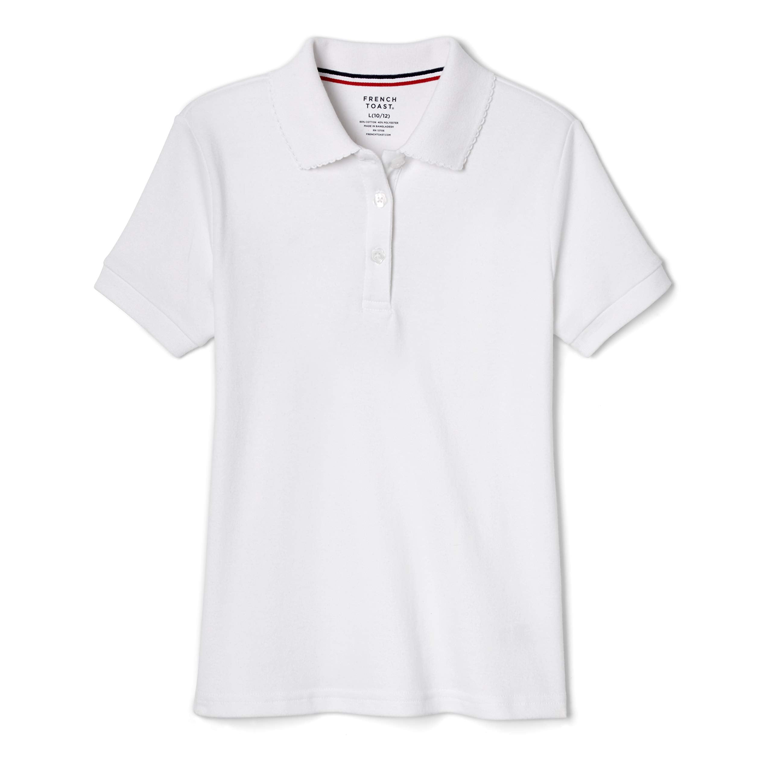 French Toast Girls' Short Sleeve Picot Collar Polo School Uniform Shirt (Standard and Plus)